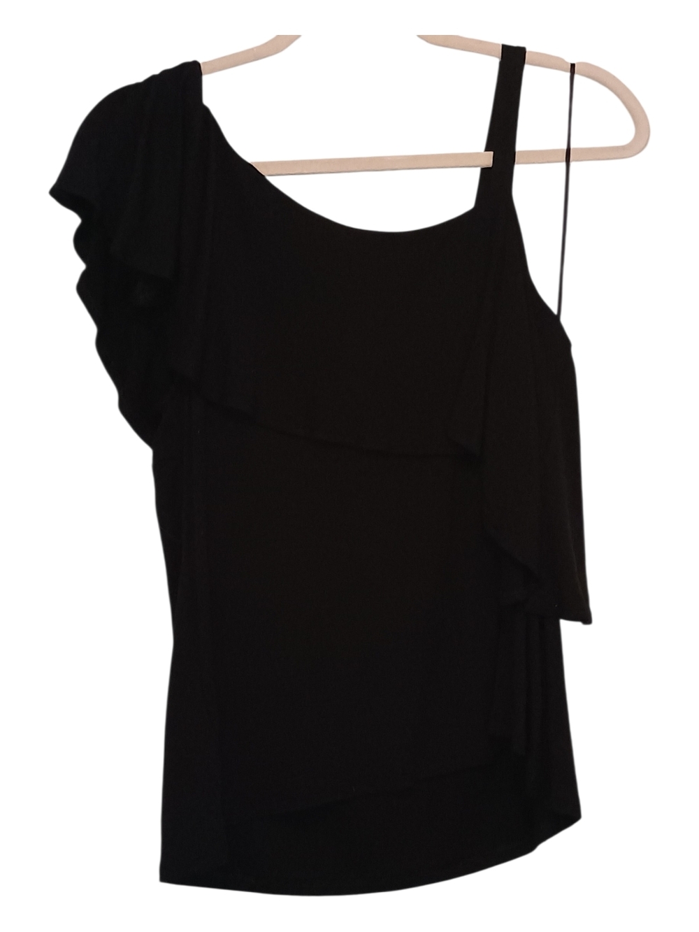 Jennifer Lopez Black One-Shoulder Ruffle Tank - Picture 2 of 3
